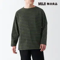 在飛比找momo購物網優惠-【MUJI 無印良品】男有機棉水洗粗織船領九分袖T恤(共6色