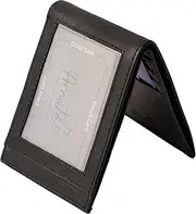 [Arnate] Unisex Mens Womens Slim Minimalist Genuine Leather Card Wallet RFID Block Sleek Bifold Black Zip Coins Pocket