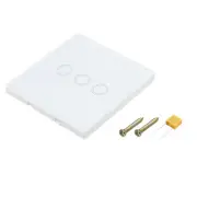 Touch Light Switch 3 Gang 1 Way Tempered Glass Panel White with LED Backlight