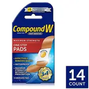 Compound W Maximum Strength One Step Wart Remover Pads, 14 Count