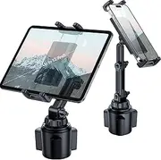 BOOMVATO Cup Holder Tablet Mount for Car, Universal iPad Cup Holder Mount for Truck with Adjustable Arm for iPad Pro 12.9/11/10.5/9.7/Air/Mini, iPhone, Samsung Galaxy Tab/Z Fold 4/3, 4.7-13" Tablets