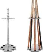 HMQQ Pool Stick Holder/Pool Cue Rack Floor Stand with Octagonal Design,Holds 8 Pieces of Pool Stick,100% Solid Wood, Gray Color