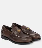 [Miu Miu] Miu Miu Embellished leather loafers AU 9 brown