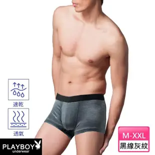 【PLAYBOY】3件組 LOGO織帶陽離子速乾透氣立體平口褲-速(四角內褲/男內褲)