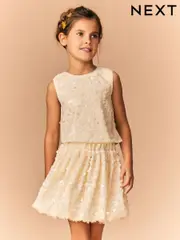 Ecru Sequin Top and Skirt Co-Ord Set (3-16yrs) (E87250) | $81 - $94