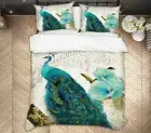 3D Green Peacock ZHUA1095 Bed Pillowcases Quilt Duvet Cover Set Queen King Zoe