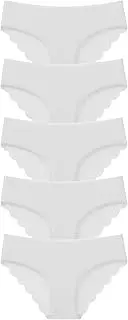 [Kiench] Women's Seamless Briefs Hipster Underwear Pack of 5, 5 White, Medium