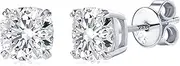 [EONFUN] Cushion Cut Moissanite Stud Earrings, 3cttw D Color Lab Created Diamond, Sterling Silver Platinum Plated 4 Prong Earrings for Women or Men Birthday Jewerly Gifts