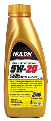 NUL-SYN5W20-1 NULON Full Synthetic High Strength 5W20 Engine Oil 1L, Each