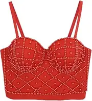 [generic] Women bustier top Lady Corset Top Camis Nightclub Sexy women pearl padded camis femme bead work tanks tops