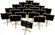 20 Pcs Wood Mini Chalkboard Signs with Support Easels, Place Cards, Small Rectan
