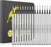 Nekigoen 4.37 Inch Rollerball Pen Refills Smooth Writing German Gel Ink Pen Refills Metal Standard Size Fine Point Black Ink 15 Black