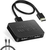 IGGDOQI HDMI Splitter 1 in 2 Out, 4K 1x2 HDMI Splitter 1 to 2 for 3D 1080P, Dual HDMI Splitter Hub to Dual Monitors Multi-Scree Displays Audio Synchronization, for Laptop Desktop PC Graphics Card TV