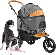 Dog Strollers for Medium Large Dogs, Separable Travel Pet Stroller Carrier Foldable Pet Stroller Carriage Lightweight Dog Pram Pushchair for Dogs / 2 Cats Multiple Pet(Grey a)
