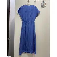 在飛比找蝦皮購物優惠-Zara 光澤感藍色洋裝