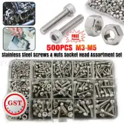 500 Pcs Stainless Steel Set Screws & Nuts Socket Head Assortment Set M3 M4 M5