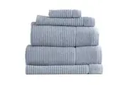 5pc Renee Taylor Cambridge 650GSM Textured Bath Hand Face Towel Mat Blue Mirage