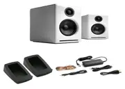 Audioengine A2+ Wireless Speakers with DS1 Speaker Stands (White)