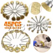 45Pcs Brass Wire Wheel Cup Pen Brush Mix Set For Dremel Rotary Tool Die Grinder