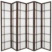 Cross Room Divider Screen Brown 6 Panel