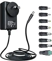 9V 1A/1000mA 1.8M Long Power Supply Adapter, AC 100-240V to DC 9V 1A 9W Switching Adapter Wall Plug with 8 Tips for Tapo Cameras,Arduino UNO MEGA,Elliptical Machine and More 9V Devices,SAA Certified