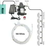 Misting Cooling System With Pump Filter Kit 20FT-60FT Mister Line Brass Nozzle 5L/Min For Outdooor Patio Porch Backyard 9M White
