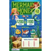 MERMAID MONEY 1 POINT/325P 1100 PULL TAB HARD CARD TICKETS 2 SEALS WIN GAME