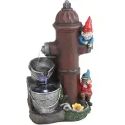 Electric Fire Hydrant Gnome Water Fountain with LED Light - 16 in by Sunnydaze