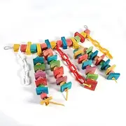Colorful Parrot Cage Wood Chew Bite Toys Pet Bird Hanging Swing Scratcher Perch for Playing and Climbing