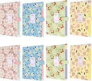 8Pcs Expanding File Folder Letter Size Accordion File Organizer with 6 Pocket Plastic Flower Pattern Portable Filling Products for School Office Supplies