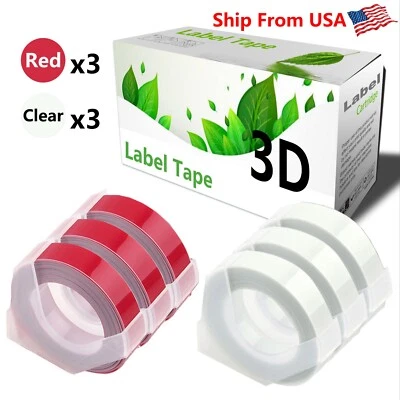 (3Red+3Clear) LabelTape For Dymo S0720020 1540 Dymo 1595GY Label Makers