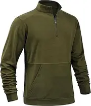 [TAPULCO] Mens Quarter Zip Pullover Fleece Lined Athletic Sweatshirts Casual Jackets with Kangaroo Pocket