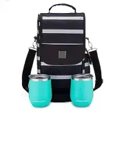 Savvy Outdoors Wine Tote With Stemless Insulated Glasses NEW