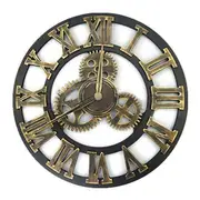 Salesbay Large Round Wall Clock Vintage Wooden Luxury Art Design Vintage