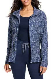 NZ ACTIVE by NIC+ZOE Falling Fans Tech Stretch Zip Jacket in Indigo Multi at Nordstrom, Size Small