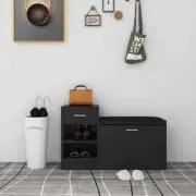 NNEVL Shoe Bench Black 94.5x31x57 cm Chipboard