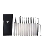 LOCKMALL Stainless Steel Hook Lock Pick Set - Silver + Black (15PCS)