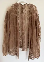 NWT Sundance Catalog Brown Lace “Freesia Bloom Kimono” Size XL $138