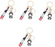 SAFIGLE 4pcs Key Chain Doll Key Decorative Blossoms Key Ring Chinese Japanese Lucky Keychain Car Holder Key Ring Car Parts Keychain Handbag Purse Pendant Cartoon Key Ring Alloy Girl Frame