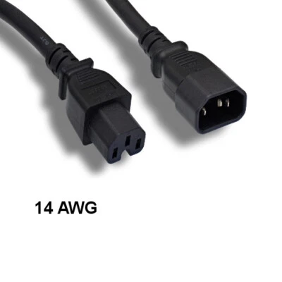 [Lot10] 6Ft Black Power Cable IEC60320 C14/C15 14AWG 15A/250V SJT PDU UPS System