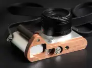 Handmade Walnut Ebony Wood Hand Grip L Base Plate Holder f Leica T TL TL2 Camera