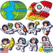 Yiaoyinnz 120Pcs Outer Space Cutouts Astronaut Bulletin Board Set Decoration