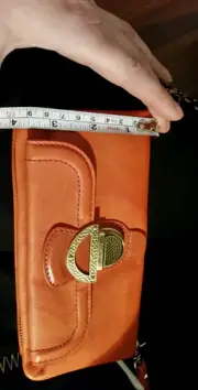 RRP $ 249 XL Mimco leather PAPRIKA Orange Gold hardware Wallet clutch hand bag