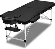 Zenses Massage Table Black 2 Fold 55cm Portable Aluminium, Massages Therapy Bed, Folding Beauty Spa Waxing Beds Headrest Chairs Bounes Cover Carry Bag