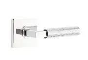 Emtek Select Passage, Square Rosette, L-Square Stem, Hammered Handle US26 LH