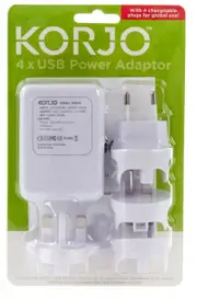 Korjo 4 Port Worldwide USB Adapter Set