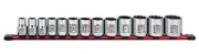 13Piece 1/2" Drive Chrome Socket Rail 12Pt SAE Standard