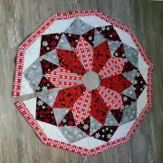 Handmade Christmas Tree Skirt - 43 inch octagon - Star Sapphire pattern