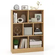 Costway 7-Cube Bookshelf 3-Tier Freestanding Bookcase Storage Cabinet Organizer Natural