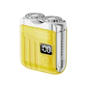 Yellow Magnetic Electric Shaver Mini Rechargeable Portable Washable Beard Razor for Men Super Clean